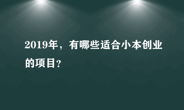 2019年，有哪些适合小本创业的项目？