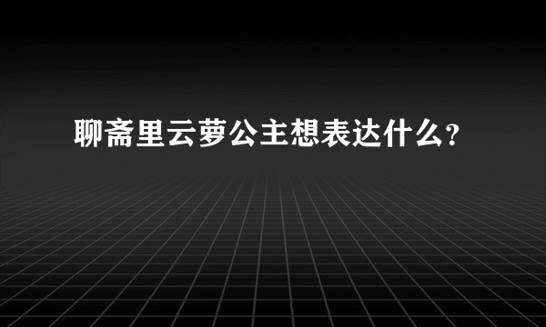 聊斋里云萝公主想表达什么？