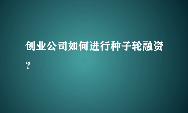 创业公司如何进行种子轮融资？