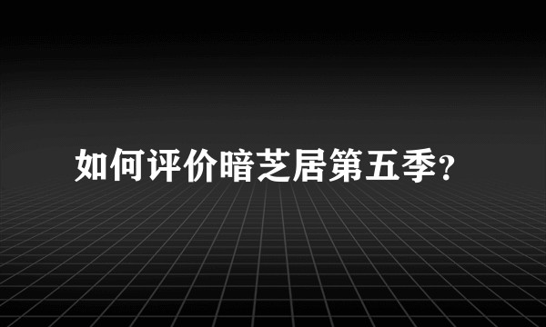 如何评价暗芝居第五季？
