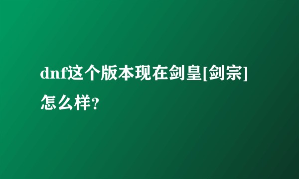 dnf这个版本现在剑皇[剑宗]怎么样？
