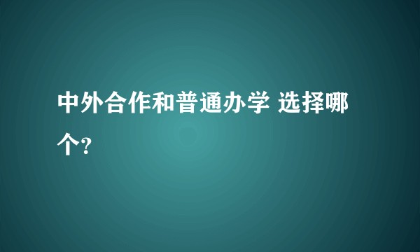 中外合作和普通办学 选择哪个？