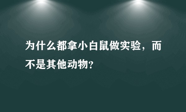 为什么都拿小白鼠做实验，而不是其他动物？