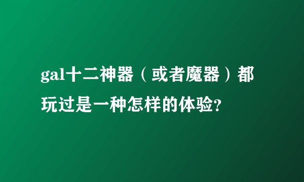 gal十二神器（或者魔器）都玩过是一种怎样的体验？