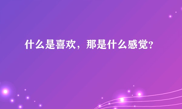 什么是喜欢，那是什么感觉？