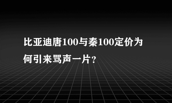 比亚迪唐100与秦100定价为何引来骂声一片？