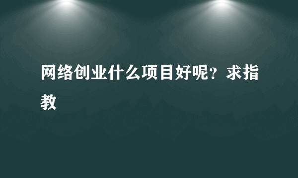 网络创业什么项目好呢？求指教