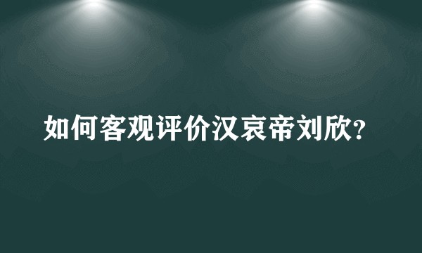 如何客观评价汉哀帝刘欣？