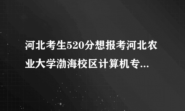 河北考生520分想报考河北农业大学渤海校区计算机专业被录取概率大吗？
