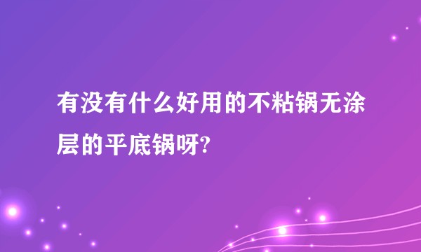有没有什么好用的不粘锅无涂层的平底锅呀?