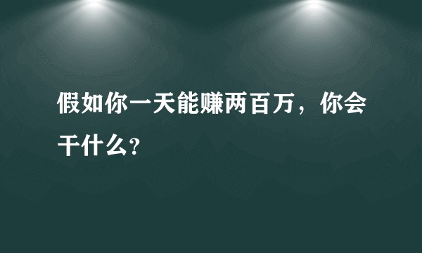 假如你一天能赚两百万，你会干什么？