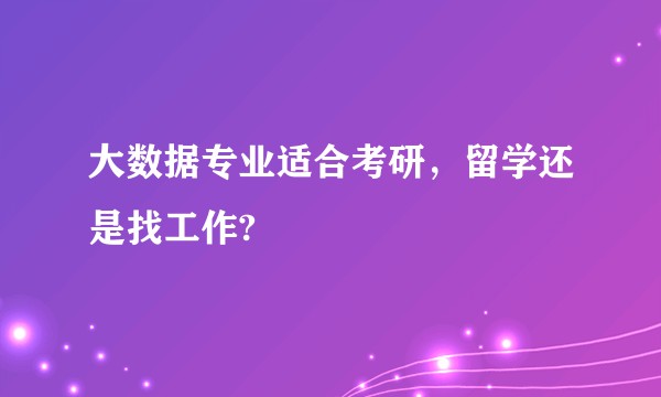 大数据专业适合考研，留学还是找工作?