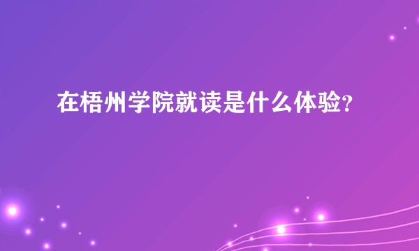 在梧州学院就读是什么体验？