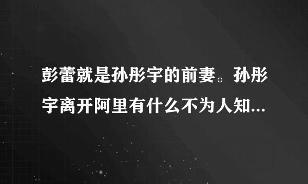 彭蕾就是孙彤宇的前妻。孙彤宇离开阿里有什么不为人知的故事？