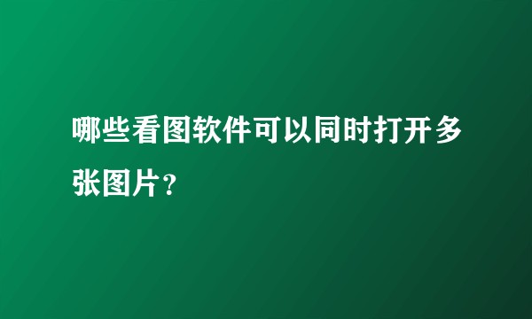 哪些看图软件可以同时打开多张图片？