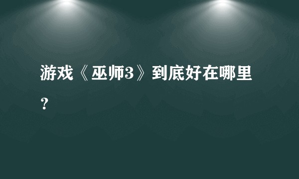 游戏《巫师3》到底好在哪里?