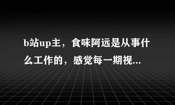 b站up主，食味阿远是从事什么工作的，感觉每一期视频买材料的花费都不少啊。?