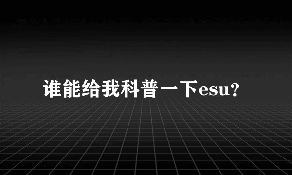 谁能给我科普一下esu？