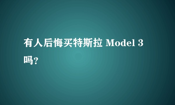 有人后悔买特斯拉 Model 3 吗？