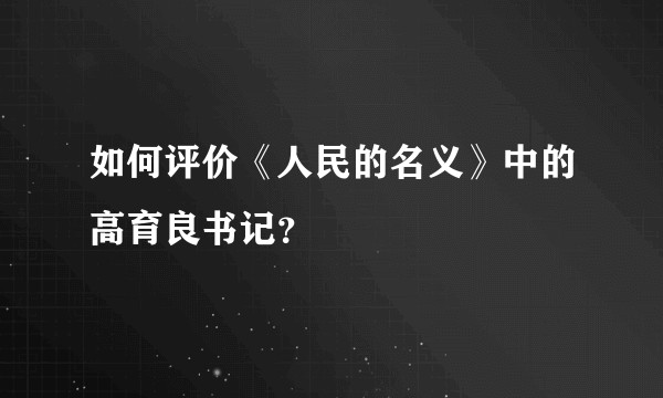 如何评价《人民的名义》中的高育良书记？