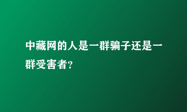 中藏网的人是一群骗子还是一群受害者？