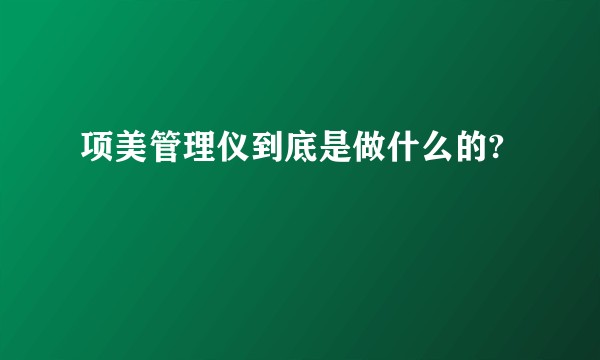 项美管理仪到底是做什么的?