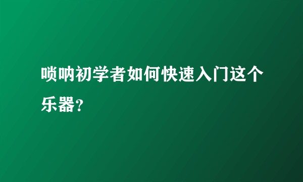 唢呐初学者如何快速入门这个乐器？