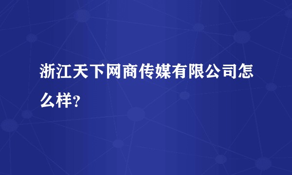 浙江天下网商传媒有限公司怎么样？