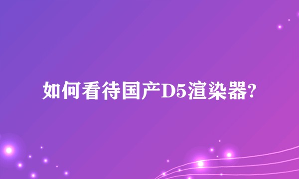 如何看待国产D5渲染器?