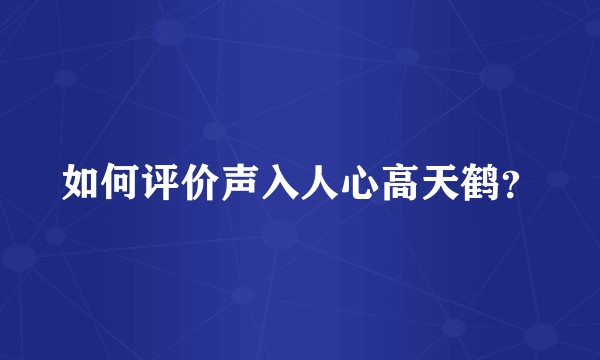 如何评价声入人心高天鹤？