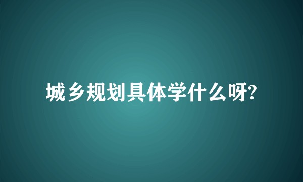 城乡规划具体学什么呀?
