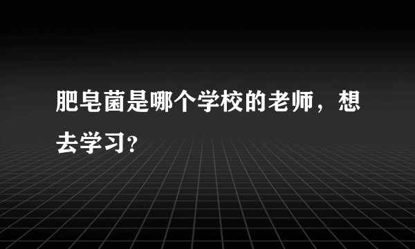 肥皂菌是哪个学校的老师，想去学习？