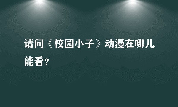 请问《校园小子》动漫在哪儿能看？