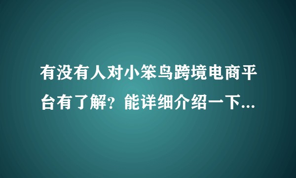 有没有人对小笨鸟跨境电商平台有了解？能详细介绍一下吗？个人在里面创业开店有没有前途？