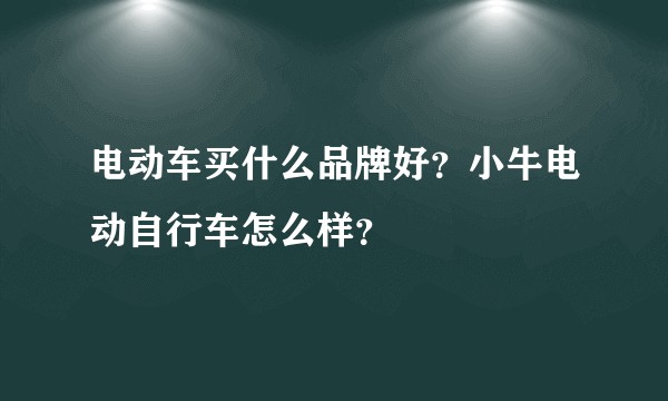 电动车买什么品牌好？小牛电动自行车怎么样？