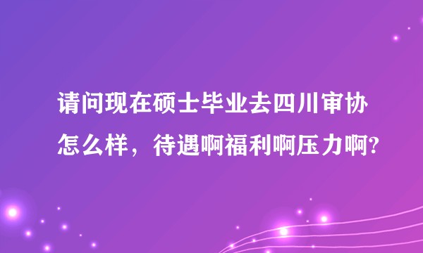 请问现在硕士毕业去四川审协怎么样，待遇啊福利啊压力啊?