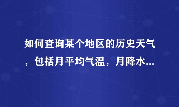 如何查询某个地区的历史天气，包括月平均气温，月降水量等。？